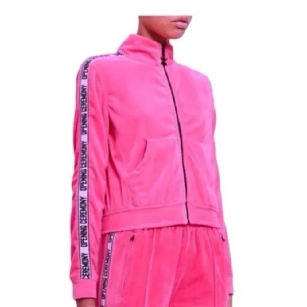 Opening Ceremony Velour Cropped Jacket Pink 45148